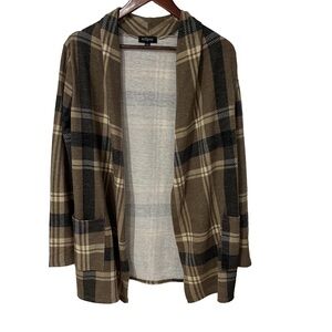 Eclipse Plaid Open Front Cardigan